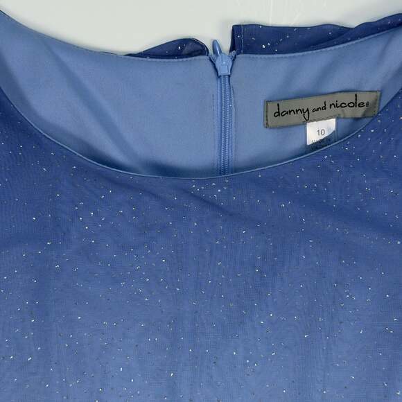 Danny & Nicole Blue Ombre Glitter Cape Sleeve Fit and Flare Dress